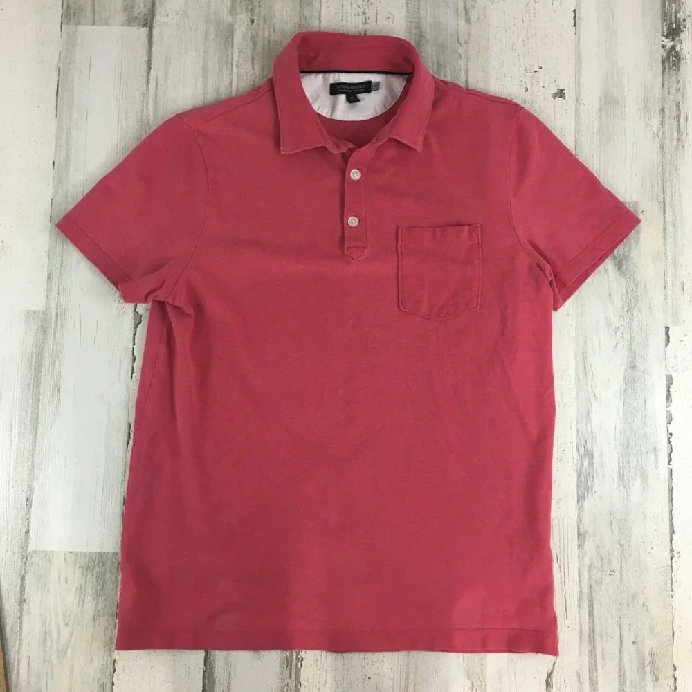 Banana Republic Performance Pique Polo Shirt Light Red Pink Mens M